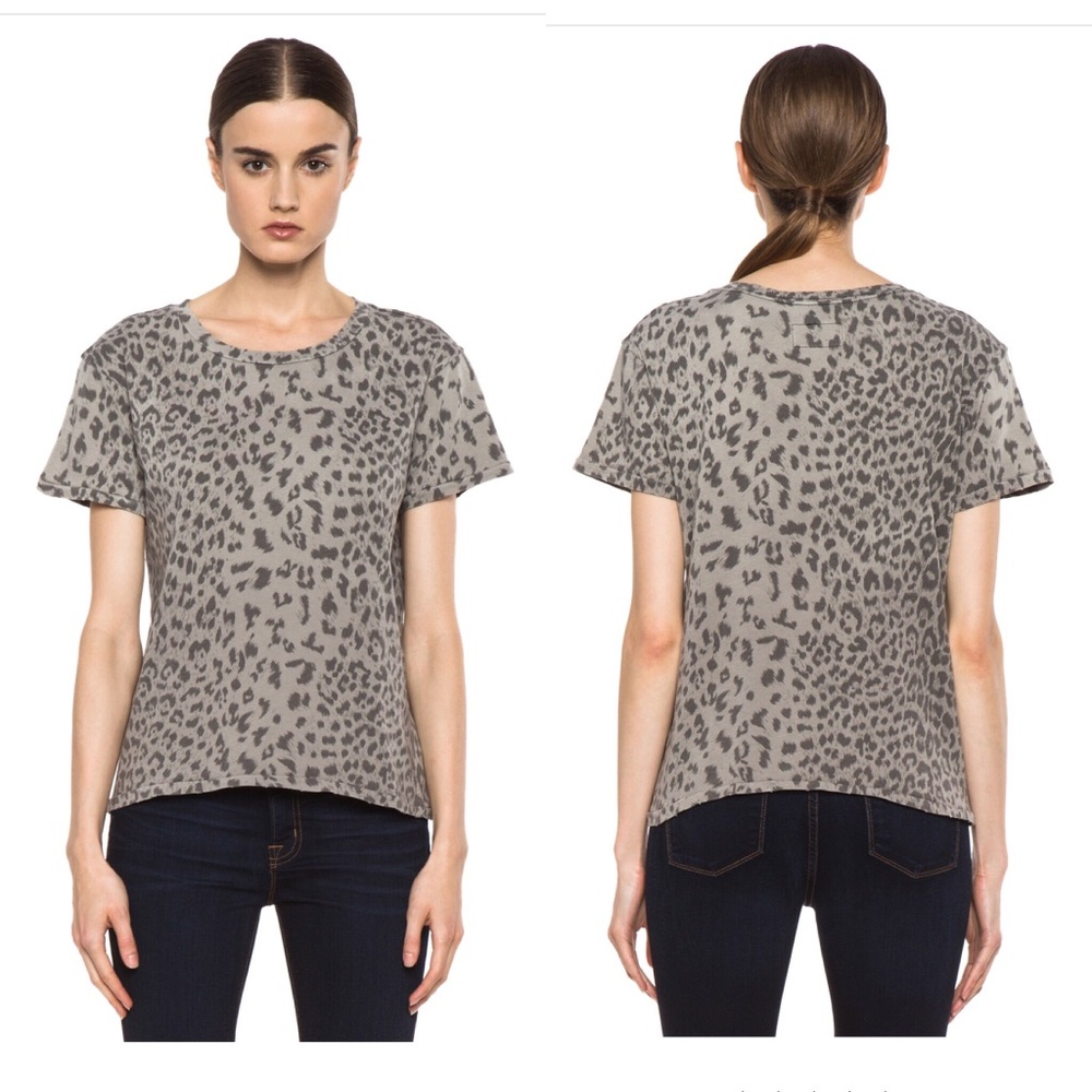 CURRENT/ELLIOTT NWT Grey Leopard Freshman Tee Sz S - Picture 1 of 6